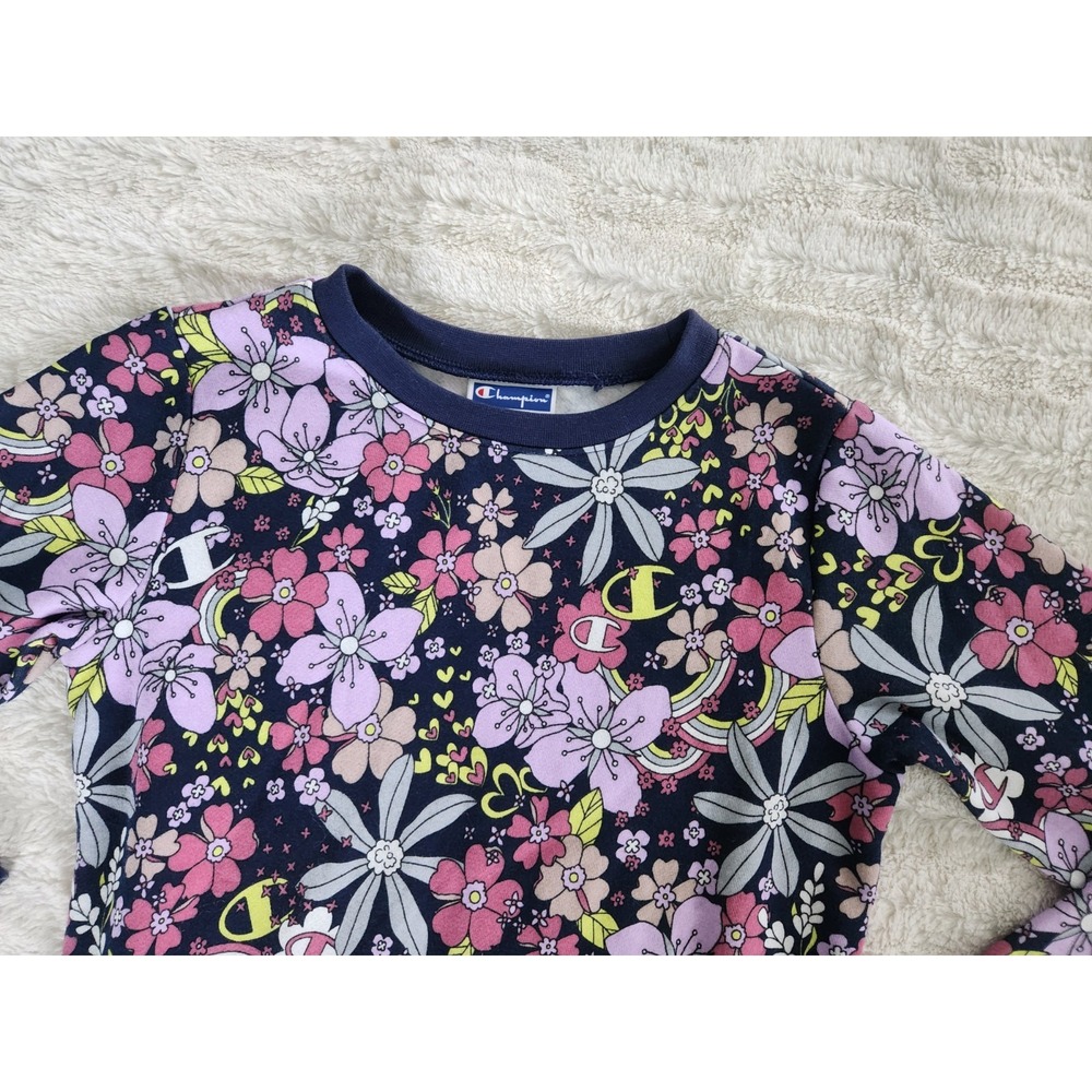 Champion Purple Floral Sweatershirt Girls Size Large (14)